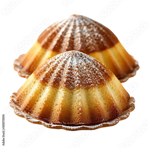 Sponge butter shell shape little cake pastry dessert isolated on white and transparent background