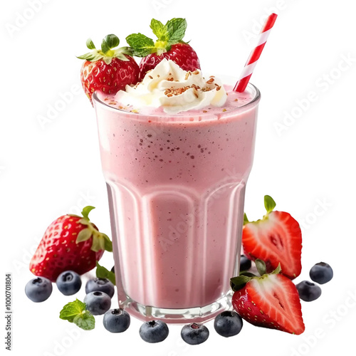 yogurt with berries isolated on white and transparent background