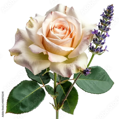 White rose isolated on white and transparent background