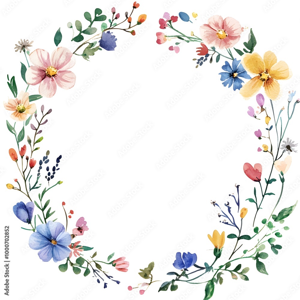 Watercolor wildflower wreath, in dark red and light beige, on a white background. Clipart Watercolor wildflower wreath, in dark red and light beige, on a white background. Clipart