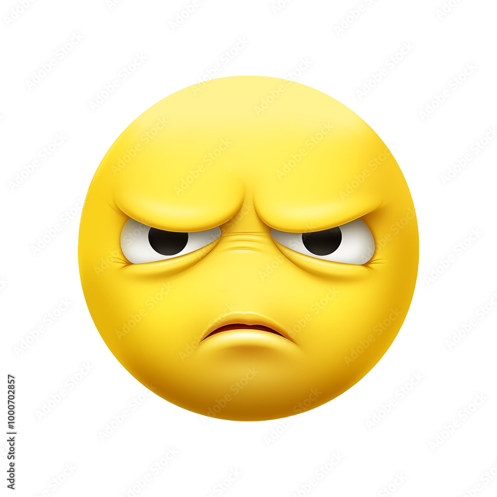 Angry Emoji with Bold Brows, Isolated on Transparent or White Background Angry Emoji with Bold Brows, Isolated on Transparent or White Background