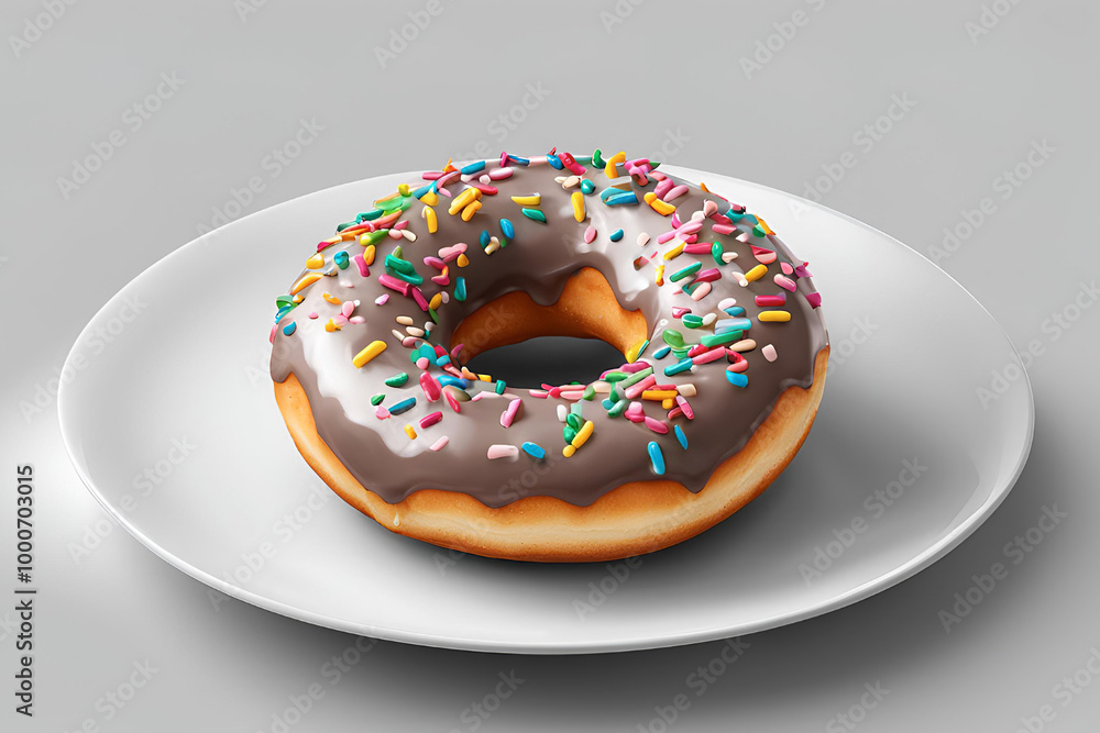 Single glazed donut on a white plate Single glazed donut on a white plate