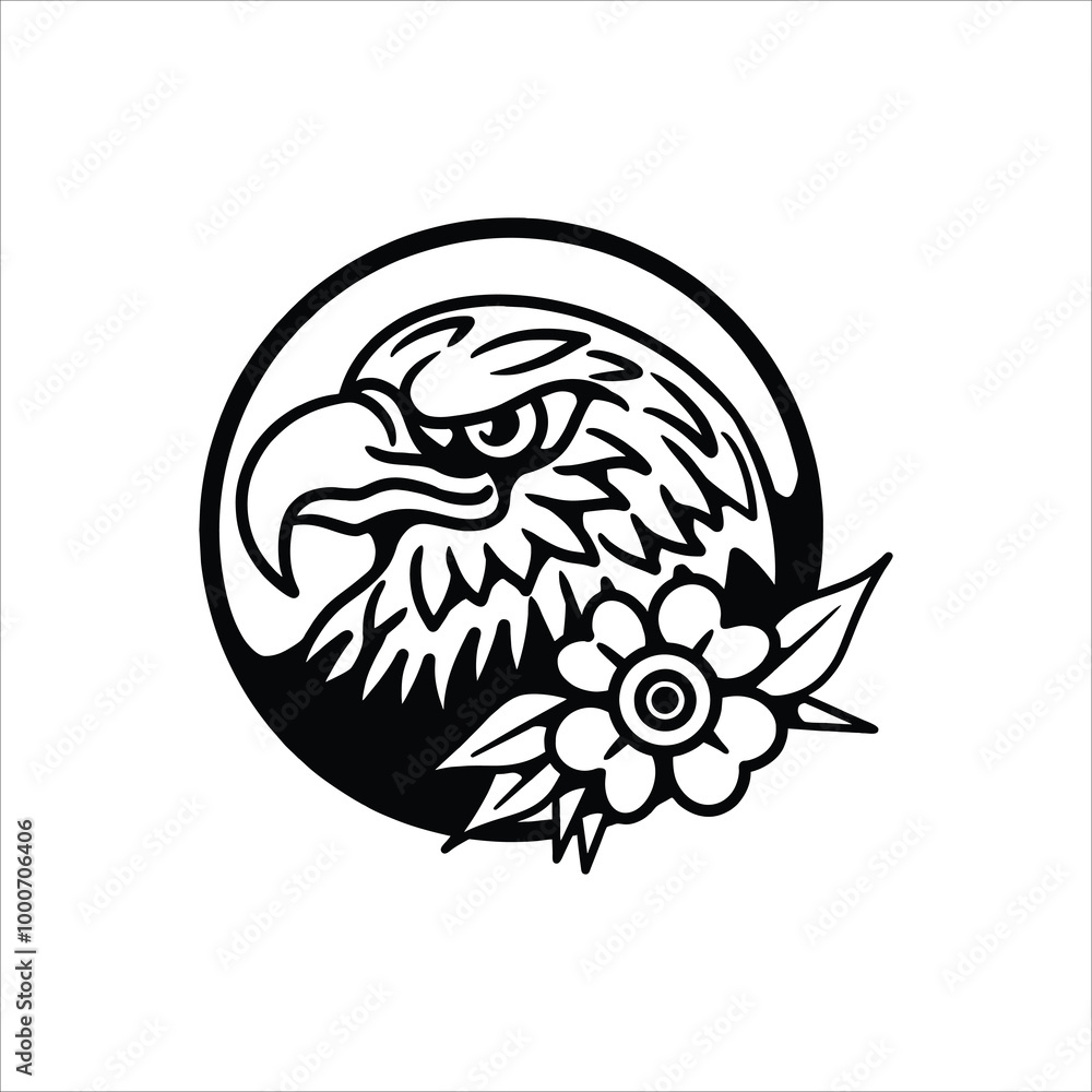 Obraz premium eagle flower illustration vector design