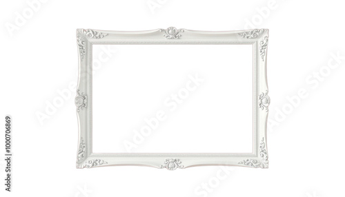 TRANSPARENT PNG ULTRA HD 8K Painting frame simple carved pinewood mahogany aluminum gold white wood square rectangular shape Smooth design delicate ornate carving against transparent background