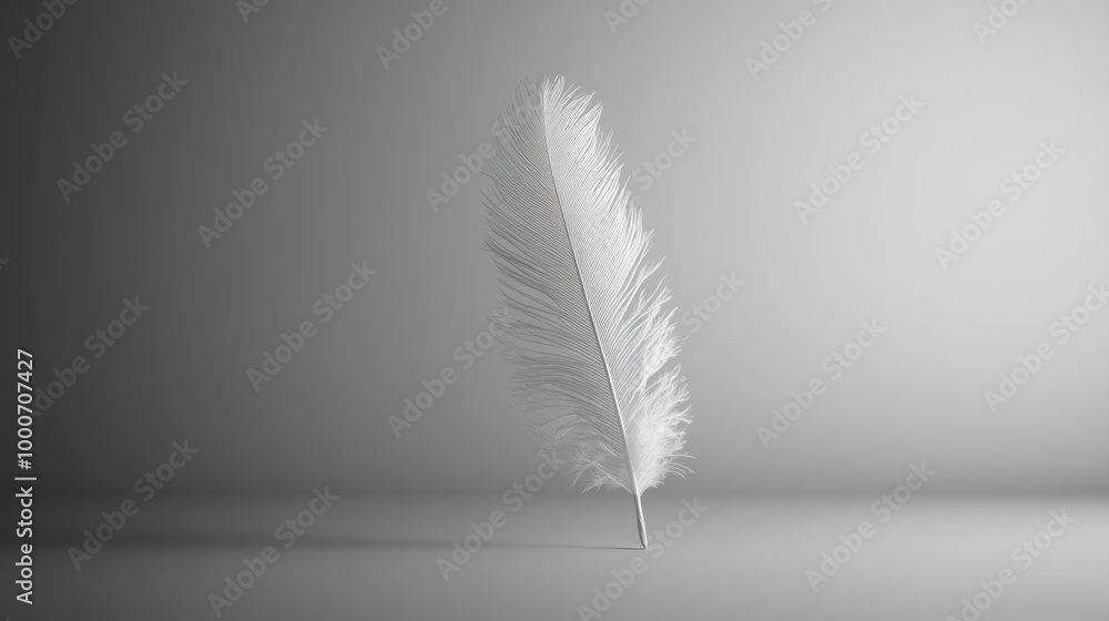 Elegant white feather on a minimalist background Elegant white feather on a minimalist background