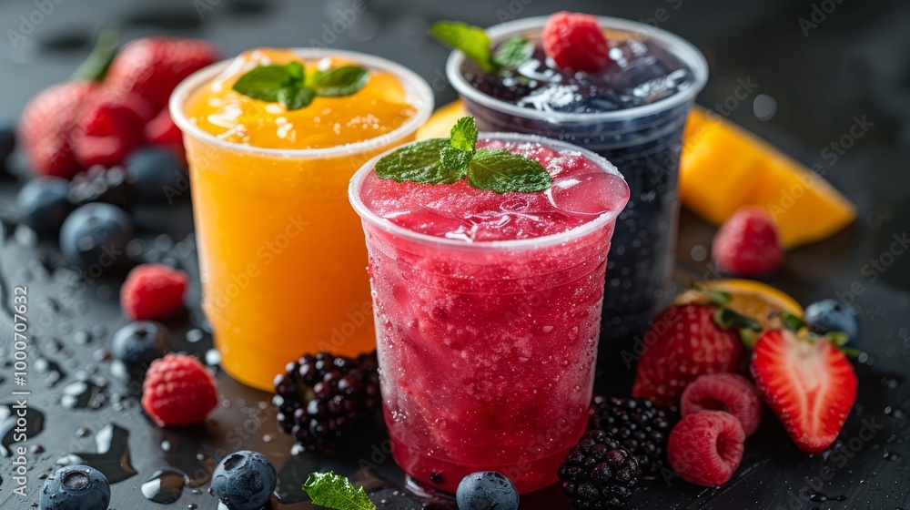 Party or summer drinks called slush with fruity fillings Party or summer drinks called slush with fruity fillings