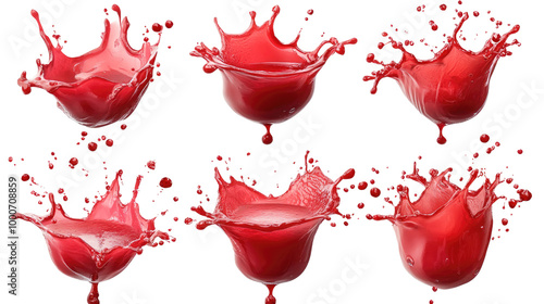 set of red splash isolated on white background