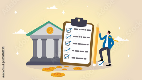 Obligation, debt or bank loan responsible to pay back with interest rate, legal money credit or borrowing document with signature concept, businessman signing signature on obligation banking document.