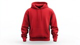 red hoodie mock up on white background 
