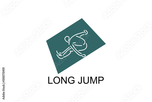 Long jump sport vector line icon. track and field sport icon illustration. sport pictogram illustration.