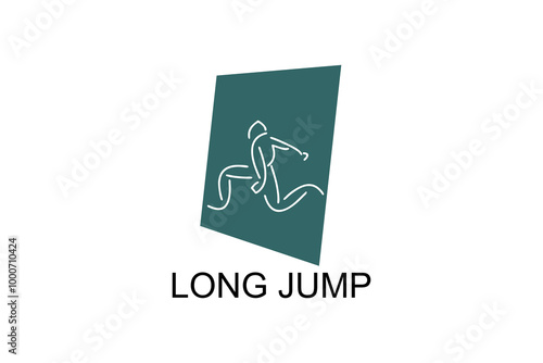 Long jump sport vector line icon. track and field sport icon illustration. sport pictogram illustration.