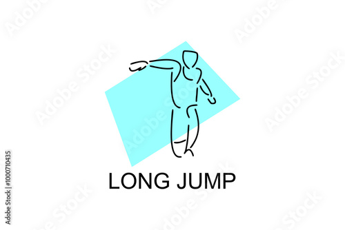 Long jump sport vector line icon. track and field sport icon illustration. sport pictogram illustration.
