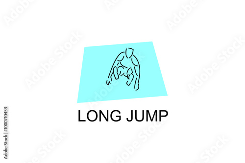 Long jump sport vector line icon. track and field sport icon illustration. sport pictogram illustration.