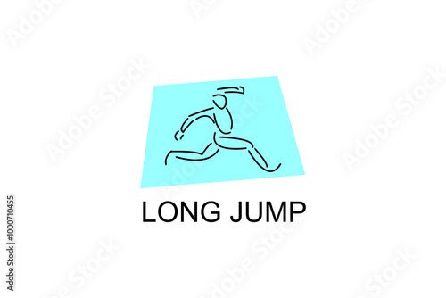 Long jump sport vector line icon. track and field sport icon illustration. sport pictogram illustration.