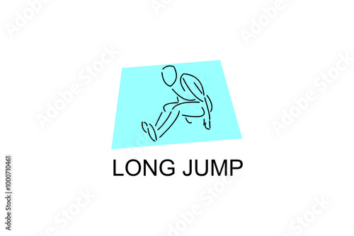 Long jump sport vector line icon. track and field sport icon illustration. sport pictogram illustration.