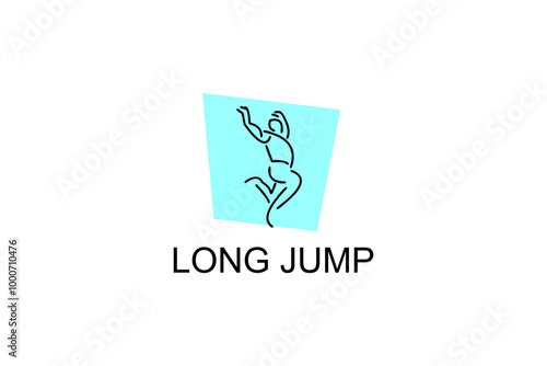 Long jump sport vector line icon. track and field sport icon illustration. sport pictogram illustration.