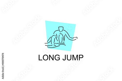 Long jump sport vector line icon. track and field sport icon illustration. sport pictogram illustration.