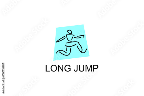 Long jump sport vector line icon. track and field sport icon illustration. sport pictogram illustration.
