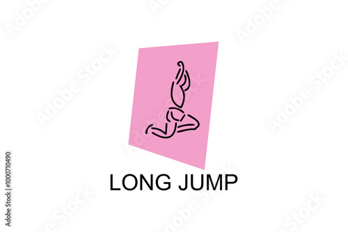 Long jump sport vector line icon. track and field sport icon illustration. sport pictogram illustration.