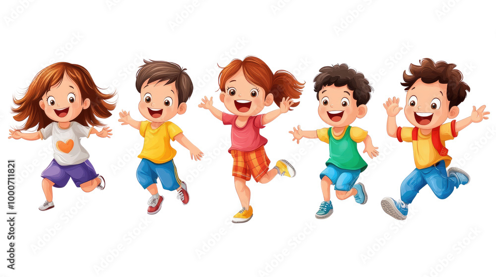 set of cartoon girls isolated on white background set of cartoon girls isolated on white background