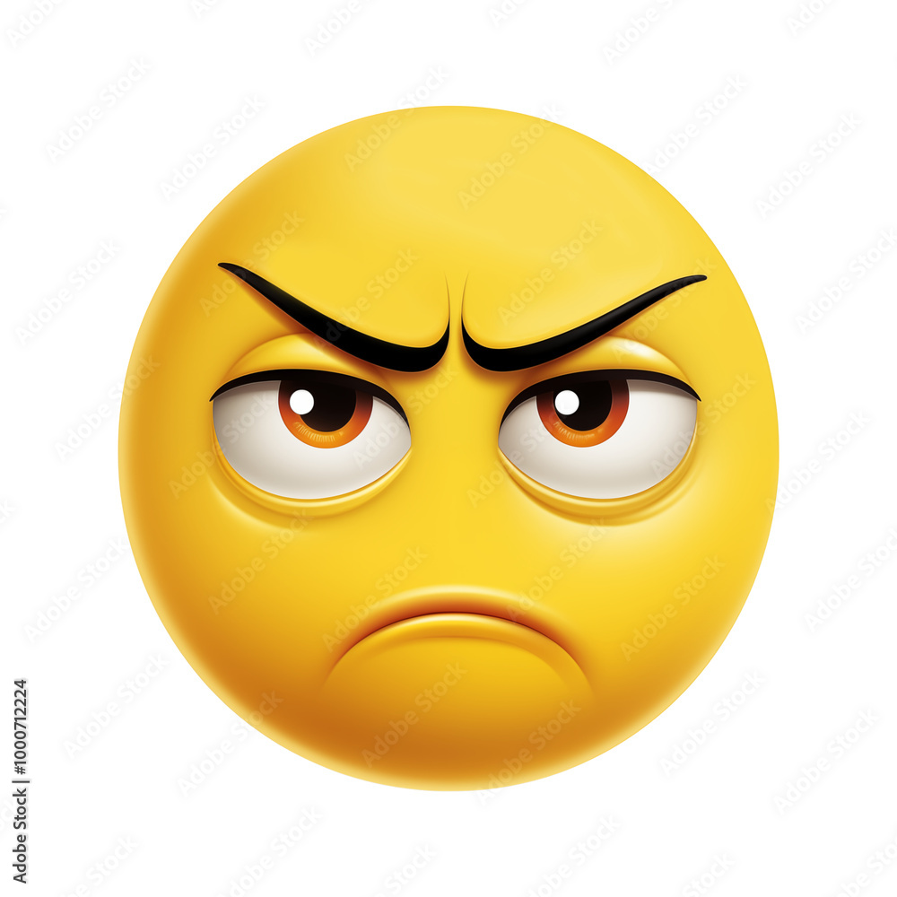 Grumpy Face Emoji with a Discontent Look, Isolated on Transparent or White Background Grumpy Face Emoji with a Discontent Look, Isolated on Transparent or White Background
