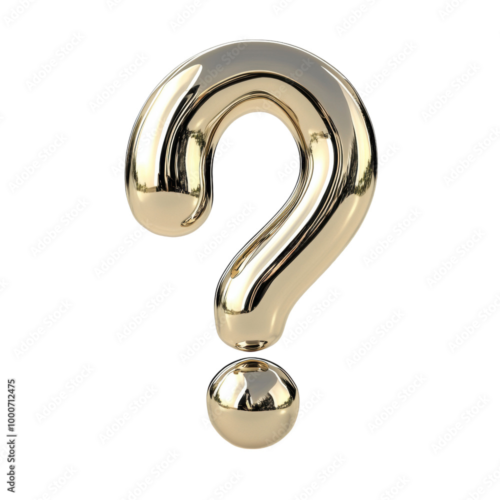 Naklejka premium Metallic Question Mark: A sleek, metallic question mark. png, transparent background.