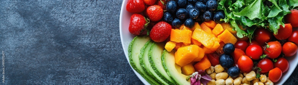 Fresh and Colorful Fruit and Vegetable Salad Fresh and Colorful Fruit and Vegetable Salad