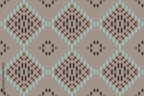 Diamond Shapes Ndebele Traditional Pattern Paintingfolk Embroidery, Aztec Geometric Ornament Print. Design for Carpet, Wallpaper, Clothing, Wrapping, Fabric