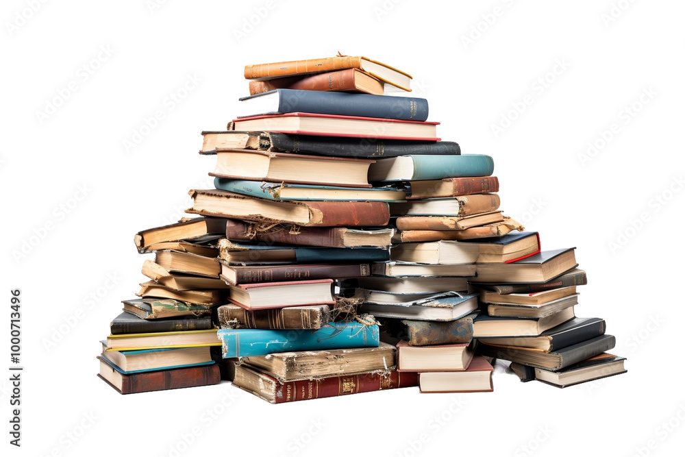 Stacked paperback books showing wear and tear Stacked paperback books showing wear and tear