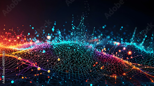 abstract technology particles mesh Colorful background