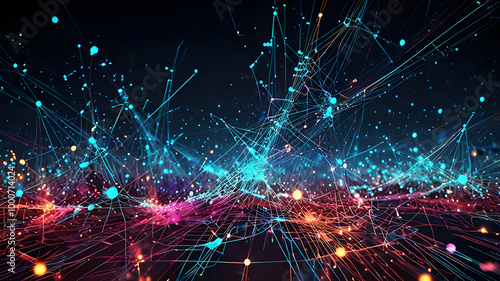 abstract technology particles mesh Colorful background