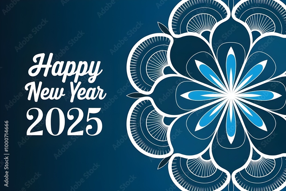 Elegant Blue Mandala Welcoming 2025 New Year Elegant Blue Mandala Welcoming 2025 New Year