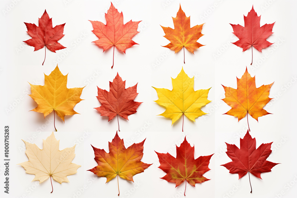 Collection of autumn maple leaves on white background Collection of autumn maple leaves on white background