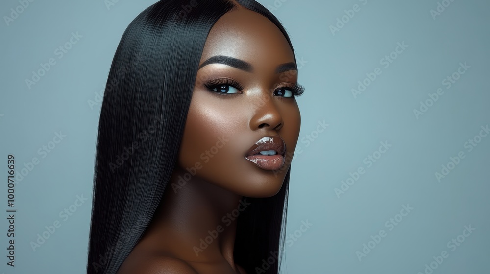 Captivating Studio Portrait of a Woman with Glossy Hair Captivating Studio Portrait of a Woman with Glossy Hair