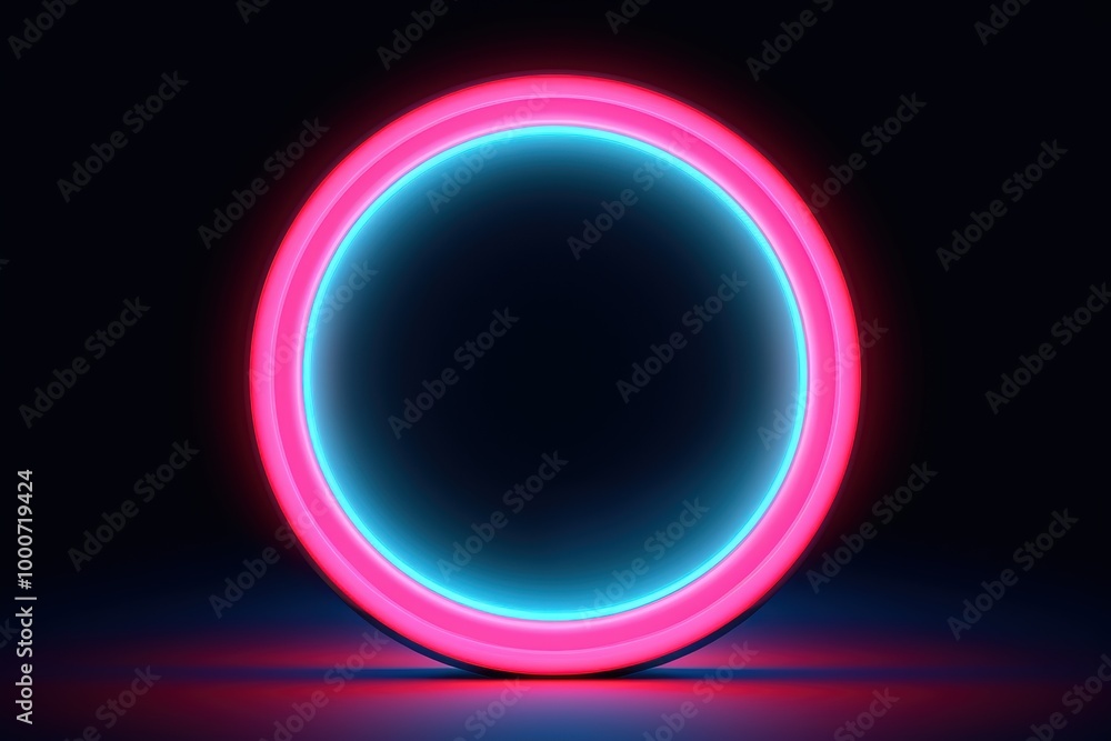 Glowing neon circle on dark background Glowing neon circle on dark background