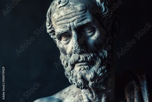 Detailed sculpture of an ancient greek philosopher photo