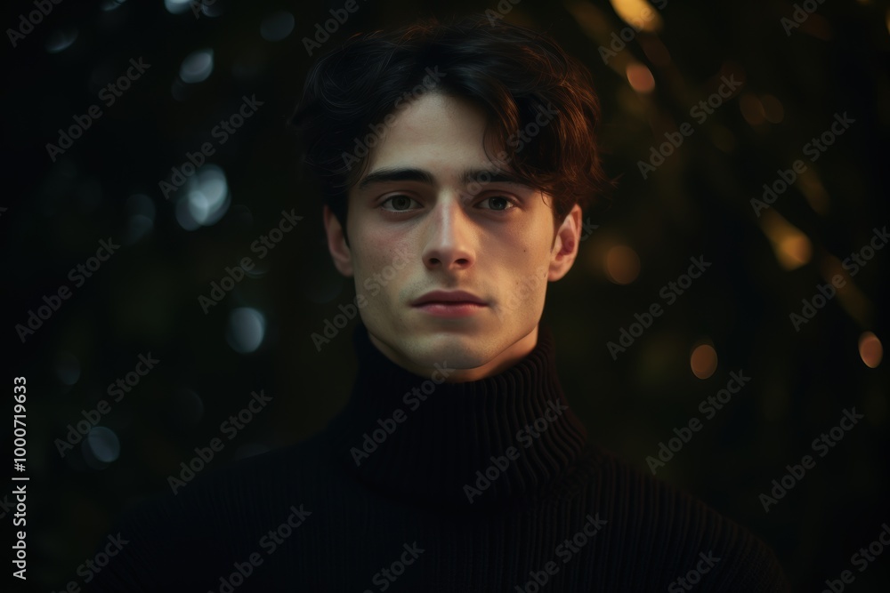 Pensive young man in dark sweater Pensive young man in dark sweater