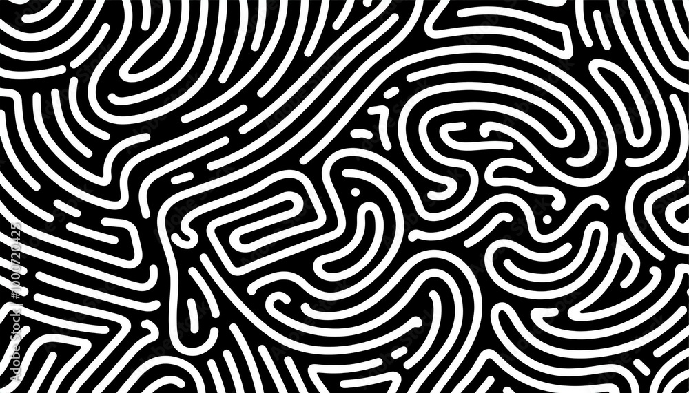 Abstract black and white wave squiggle doodle fingerprint style maze pattern background banner. Black and white abstract textured background. Fingerprint Pattern background
Abstract black and white wave squiggle doodle fingerprint style maze pattern background banner. Black and white abstract textured background. Fingerprint Pattern background