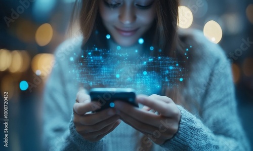Business person using smartphone to interact with modern AI chatbot CAN I HELP YOU message for customer service assistance and digital support concept, Generative AI