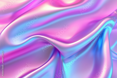 Pink and blue satin fabric forming abstract background