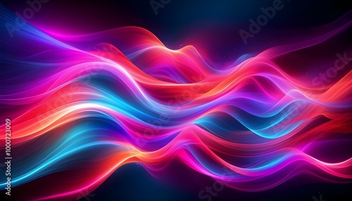 Vibrant 3D Illustration with Dynamic Glow and LED Line Art