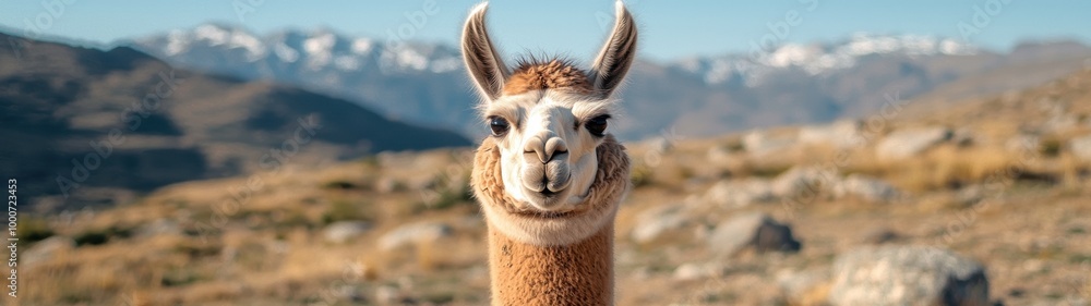 Obraz premium Curious Llama in the mountains