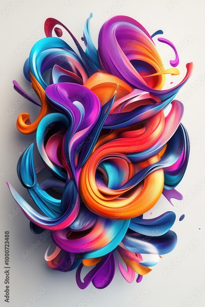 Fototapeta premium Colorful abstract swirls, vibrant design on a white background.