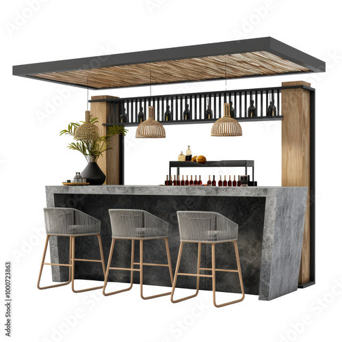 Modern Outdoor Bar Setup for Patio Enjoyment Isolate on a White Background Transparent Background