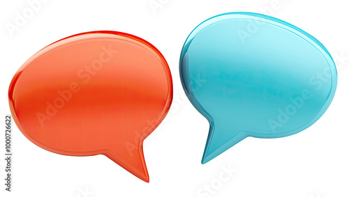 Red and blue speech bubbles isolated on white background