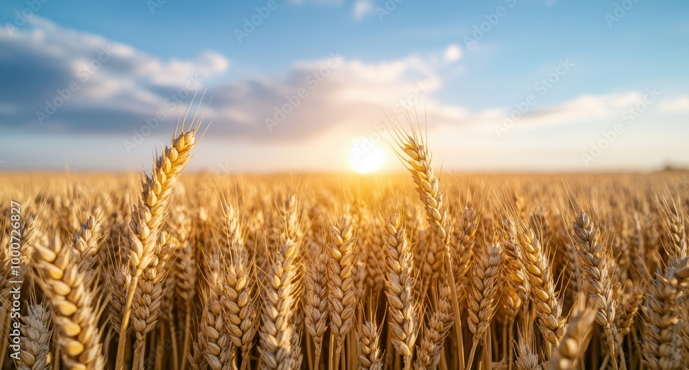 Fototapeta premium golden wheat field at sunset
