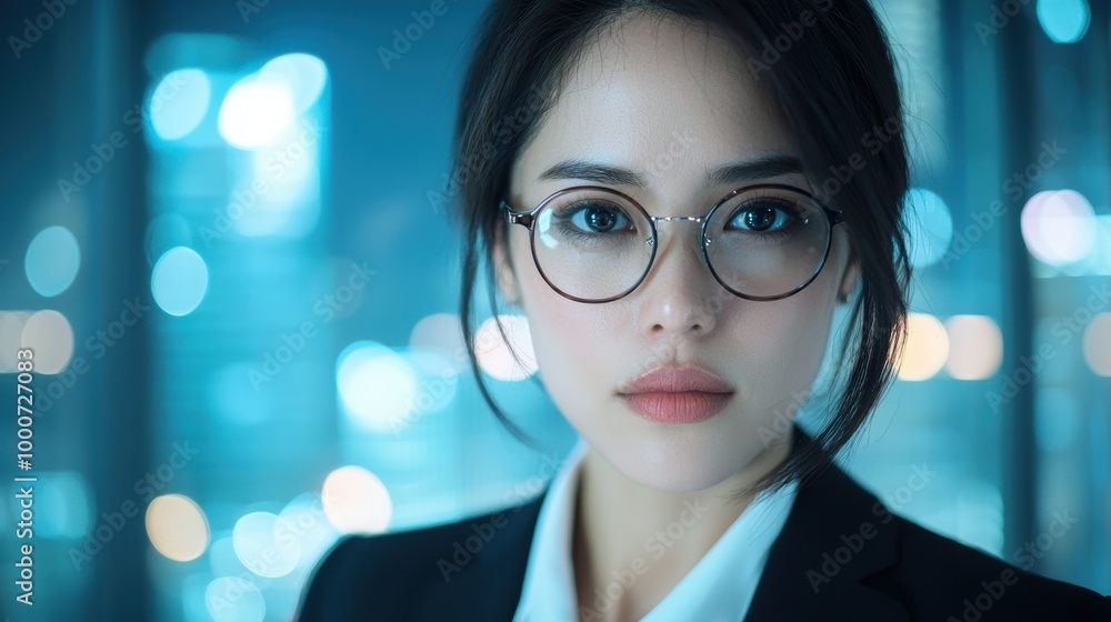Thoughtful young woman in glasses Thoughtful young woman in glasses