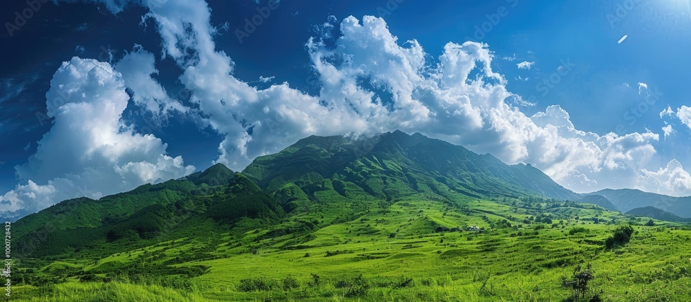 Green Beautiful Mountain And Blue Sky Green Beautiful Mountain And Blue Sky