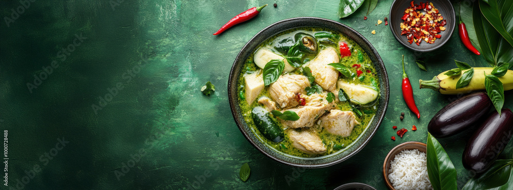 green chicken curry. AI generative. green chicken curry. AI generative.