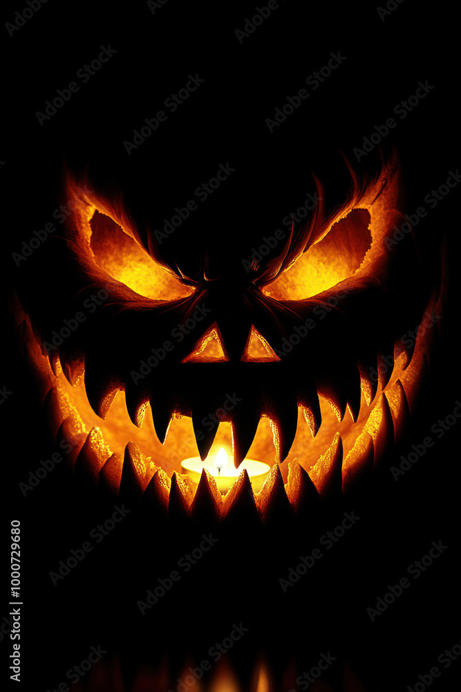 Eerie Jack-o'-Lantern Candlelit Silhouette Eerie Jack-o'-Lantern Candlelit Silhouette